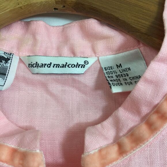 Richard Malcolm Irish Linen Sleeveless Crew Neck Button Up Blouse Top Pink Med - Picture 3 of 11